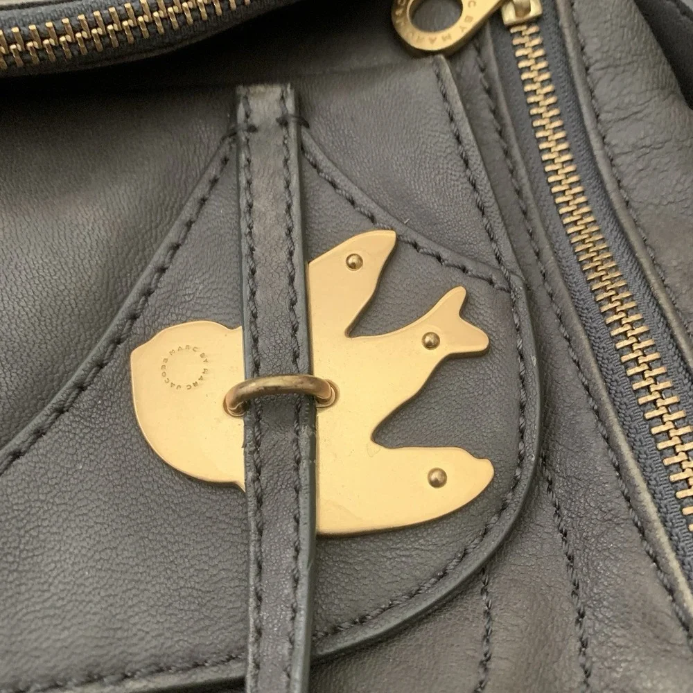 Marc by Marc Jacobs Petal to the Metal Natasha Bird Shoulder Bag Dark Grey